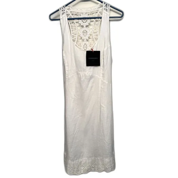 Cynthia Rowley Linen Dress White Lace Back Sleeveless Midi Dress NWT Size 14 - Image 4