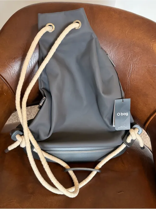 O bag Rubberized Backpack With Grey Body and Trim Unisex Med sized Bag NWT - Image 2