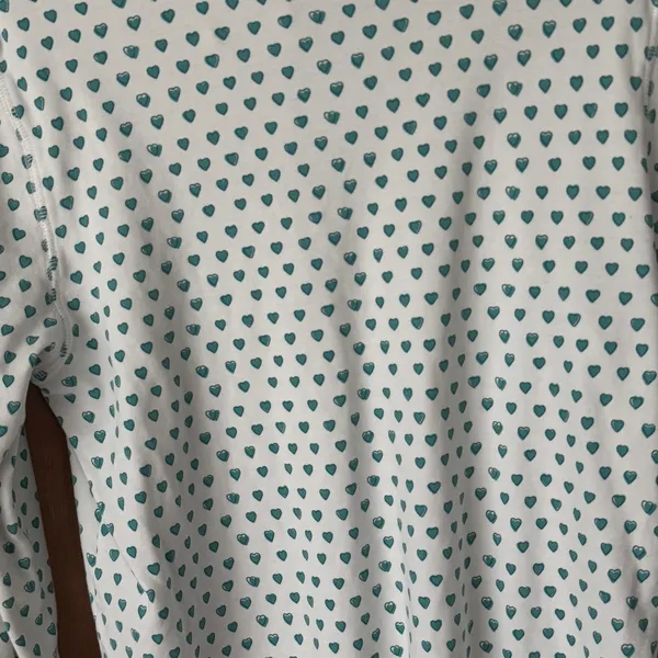 Roller Rabbit pajamas mint hearts print henley top long sleeve pima cotton - Image 10