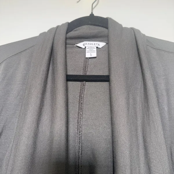 Athleta Draped Open-Front Cardigan - Charcoal Gray Large - Image 2