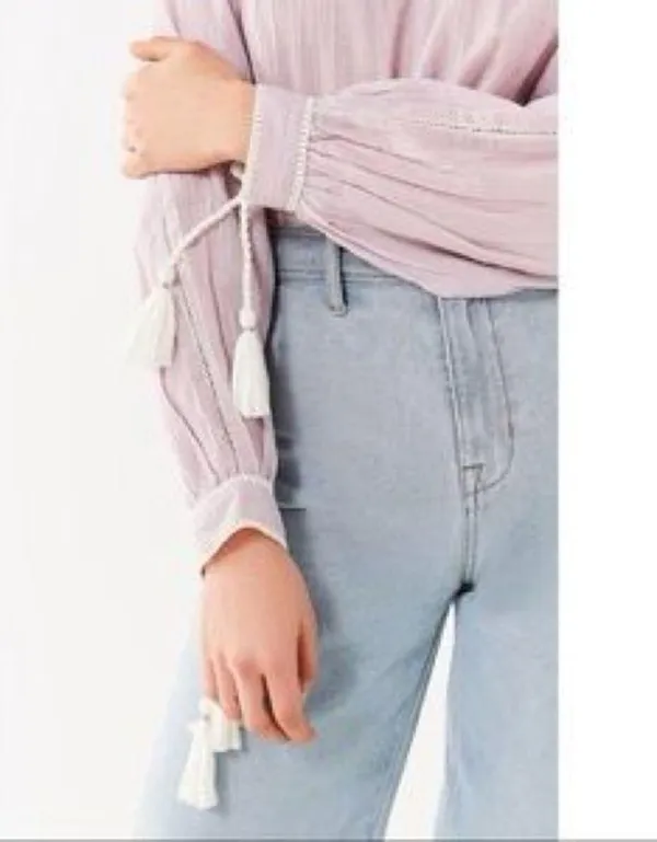 NWT UO Wild Horses Tassel Blouse In Lilac - Image 2