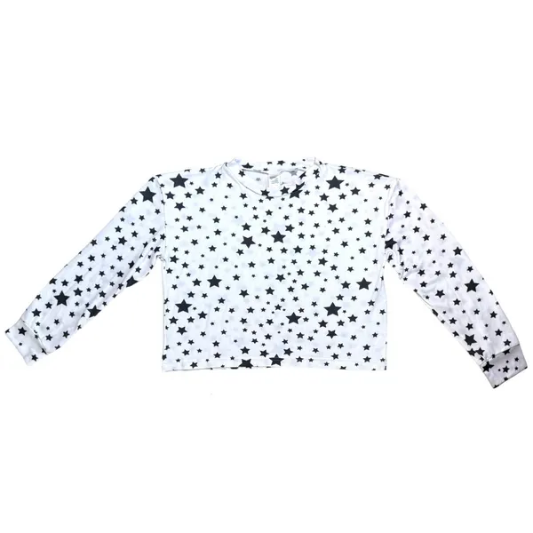 Boutique Long Sleeve Crew Neck Top & Shorts Set White & Navy Blue Star Print Size Medium - Image 3