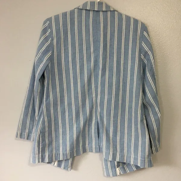 Chico’s • Women’s Blue Striped Blazer Size 1 - Image 2