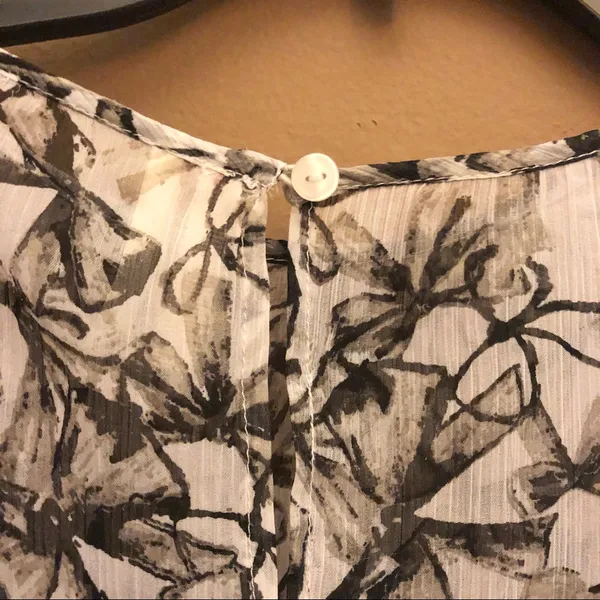Frenchi Nordstrom Sheer Bow Short Sleeve Sheer‎ Blouse Grey Small - Image 7