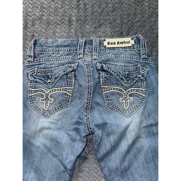 Rock Revival Jeans‎ Womens Blue Scarlett Easy Crop Wash Denim Size 26 - Image 6