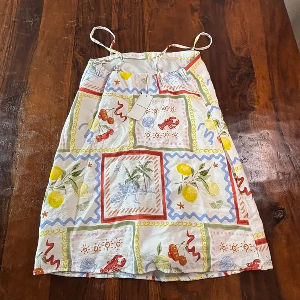 Abercrombie & Fitch Postcard Print Romper Lemon Lobster Tropical Sleeveless - Image 2