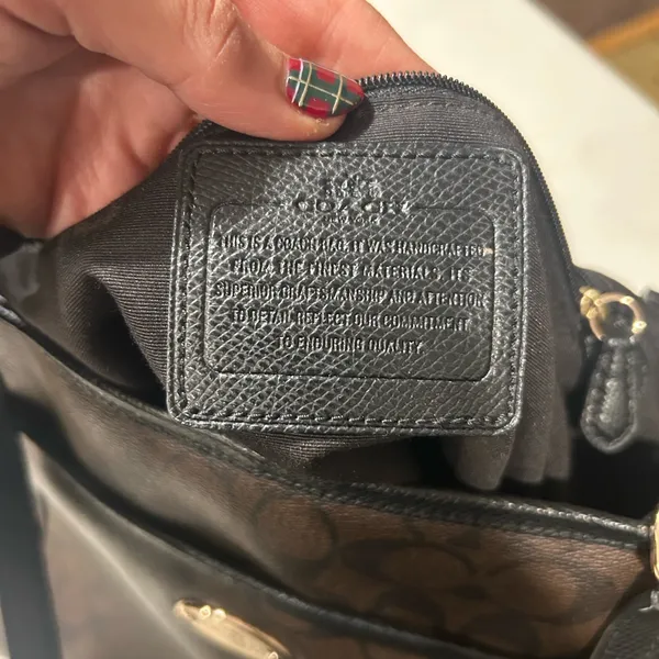 Coach Peyton Signature Pocket Tote Black and Brown Signature - Image 5