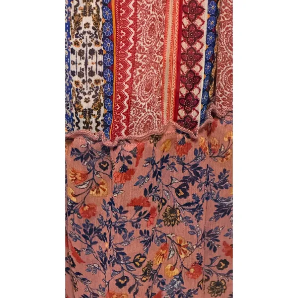Figueroa & Flower Midi Dress Sz XL Smocked Tiered Floral Striped Boho Peasant - Image 9