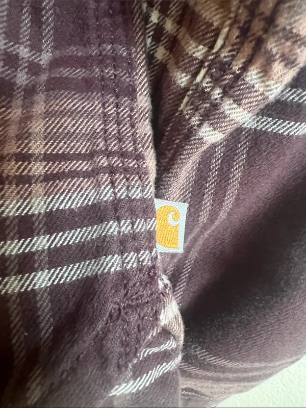 Carhartt Plaid 1/3 Button-Down pullover Shirt 100% cotton workwear shirt - Image 3