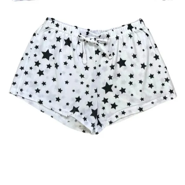 Boutique Long Sleeve Crew Neck Top & Shorts Set White & Navy Blue Star Print Size Medium - Image 5