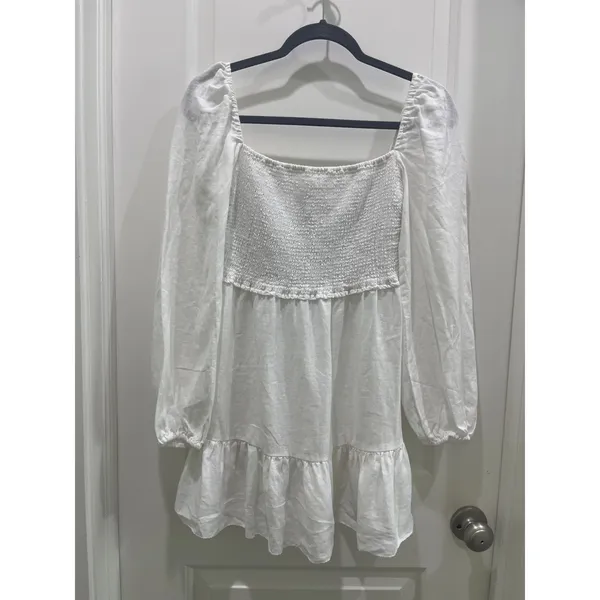 Aritzia Wilfred Tempest White Organic Linen Mini Dress Sz S - Image 2