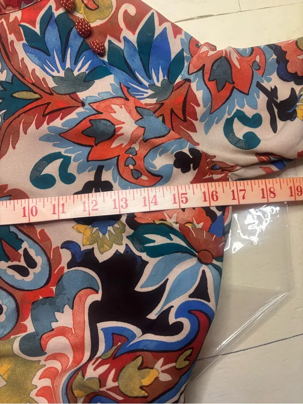 Tahari Multi Floral Paisley Mock Neck Long Sleeve Tie Belt Dress Size 2 / XS New - Image 4