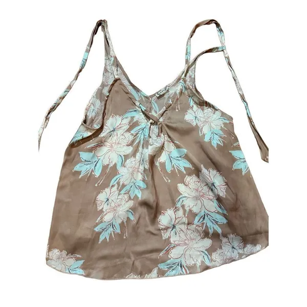Free People Line Up Halter Cami Top‎ Womens Floral Crisscross Front Sz S - Image 2