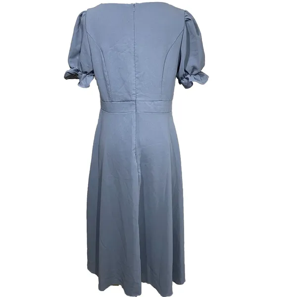 Dazy Midi Dress Womens Large Blue Sweetheart Puff Sleeve Ruffle‎ A-Line - Image 4