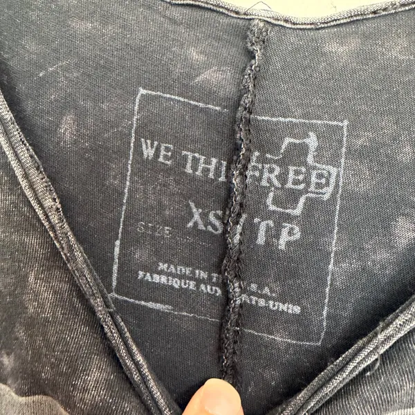We The Free Free People‎ Heart Beat Graphic Tank Top Acid Wash Black XS - Image 3