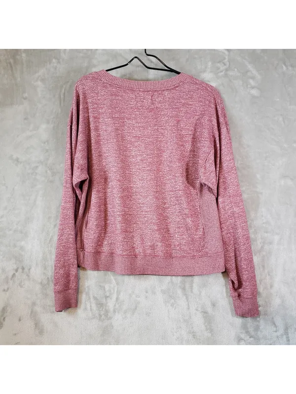 Lucky Brand Women's Knit Pullover Sweater Pink Heathered V-Neck Long Sleeve M - Image 2