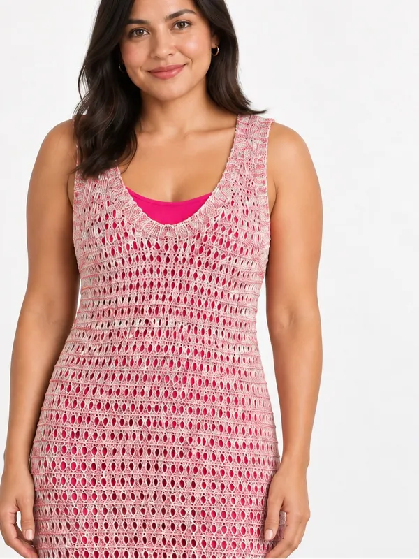 Derek Lam Pink Open-Knit Maxi Cover-Up - Image 2
