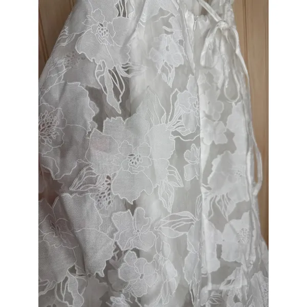 NWT Lulus Feeling Like Forever White Jacquard Organza Lace-Up Midi Dress Size M - Image 6