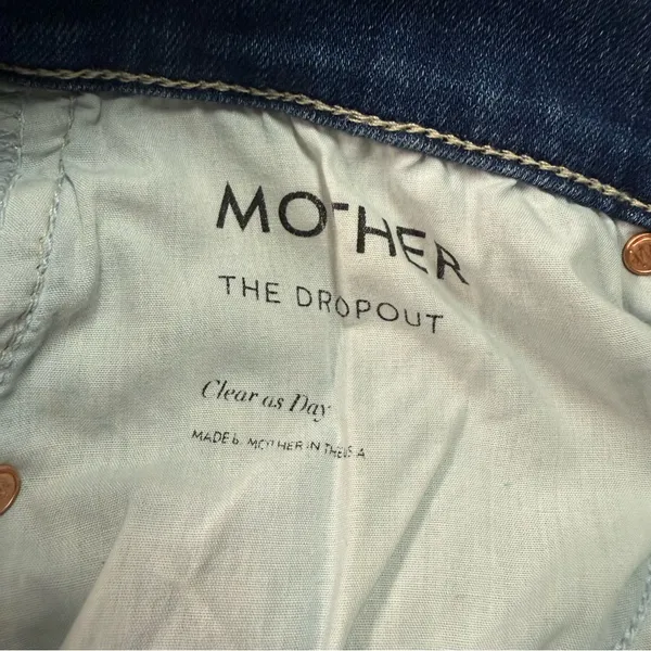 MOTHER The Dropout Jeans in Clear As Day Women’s Sz 27 Raw Hem Light Wash Cotton - Image 9
