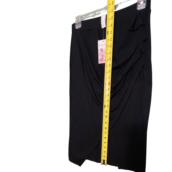 Halara Skirt Women's Med Black Midi Ruched Asymmetric Office Work Professional - Image 7