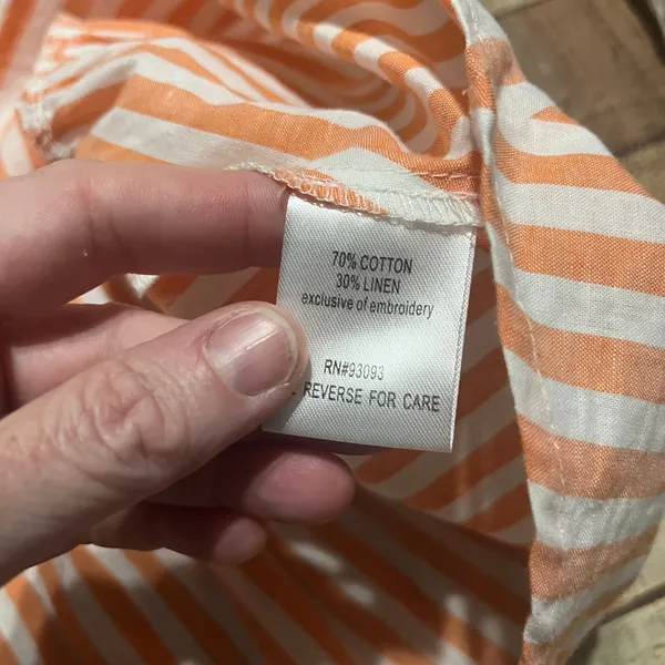 Tyler Boe Wmns Orange White Stripe Linen Blend Claudia Dress Sz M Casual Beachy - Image 6
