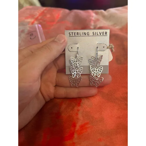 Earrings 925 sterling silver butterfly c01 - Image 2