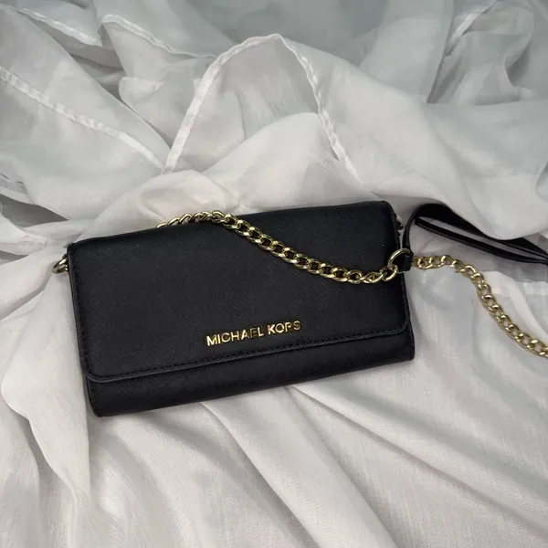 Michael Kors Jet Set Travel Saffiano Leather Smartphone Chain Wallet Crossbody - Image 3