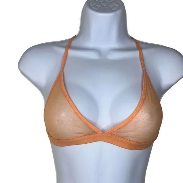 Skin XS Odelyn Triangle Bra Orange Strappy Back Adjustable Sheer Cotton‎ NWT $78 - Image 2