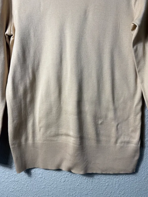 Ralph Lauren Black Label Beige 100% Cotton Crewneck Knit Sweater‎ Women’s Large - Image 3