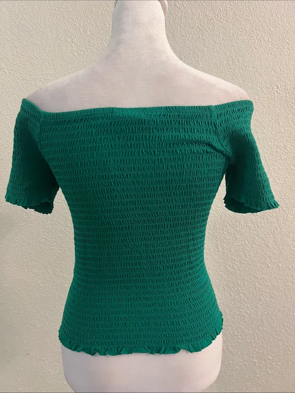 Abound Green Smocked Off-Shoulder Top - Image 2