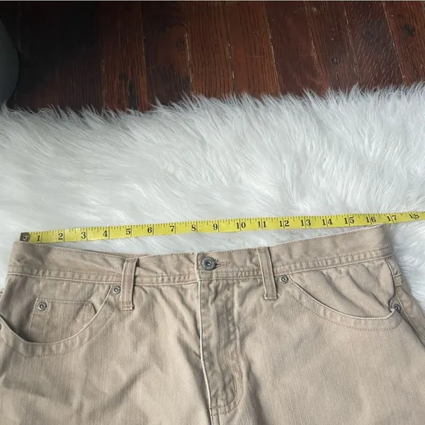 90s Vintage High Waisted Jean Shorts tan brown - Image 4