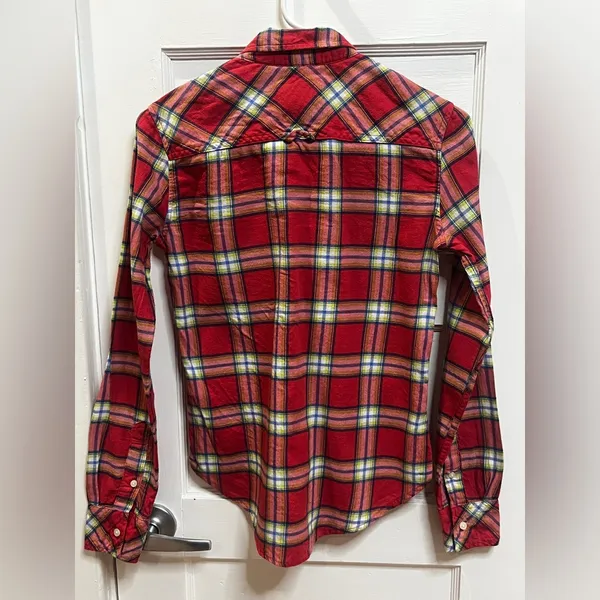 A&F Abercrombie & Fitch Plaid oxford Button Down MOOSE LOGO Size Xs - Image 2