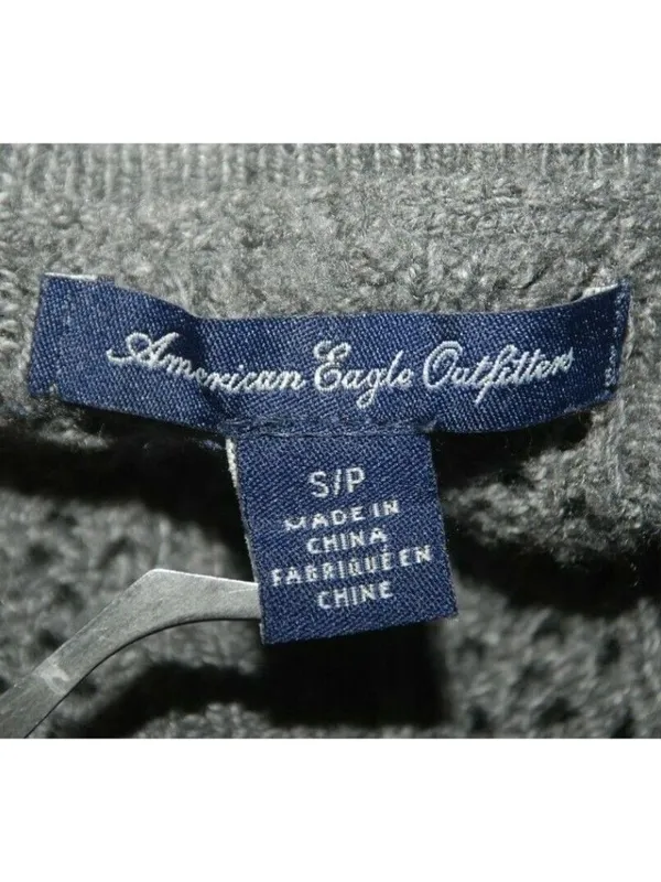 Y2K VTG American Eagle Gray Open-Knit Sweater Womens S Cotton Wool Blend Scoop N - Image 7