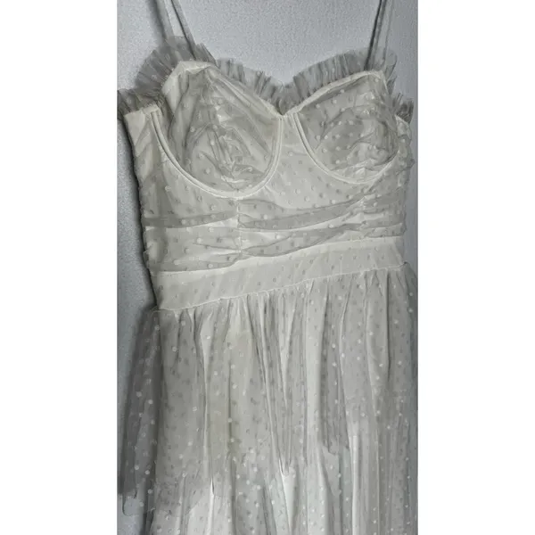 Lulus 2010s Ivory Swiss Dot Mesh Bustier Tiered Dress Medium - Image 7