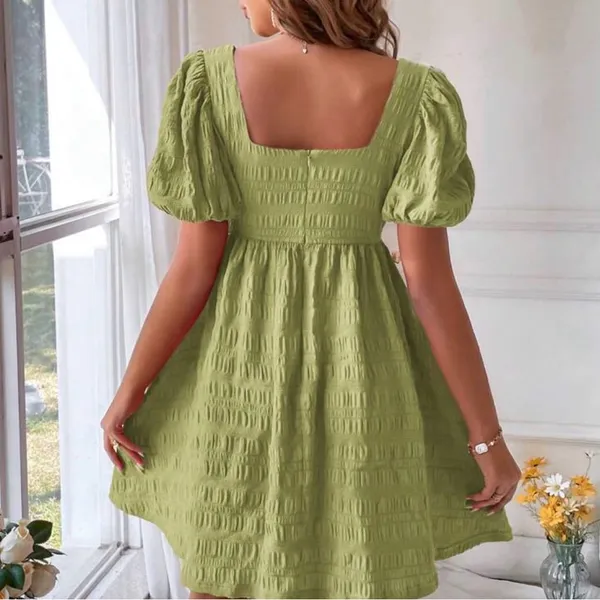 Sundress Celery Green Square Neck Puff Sleeves New Without Tags - Image 3