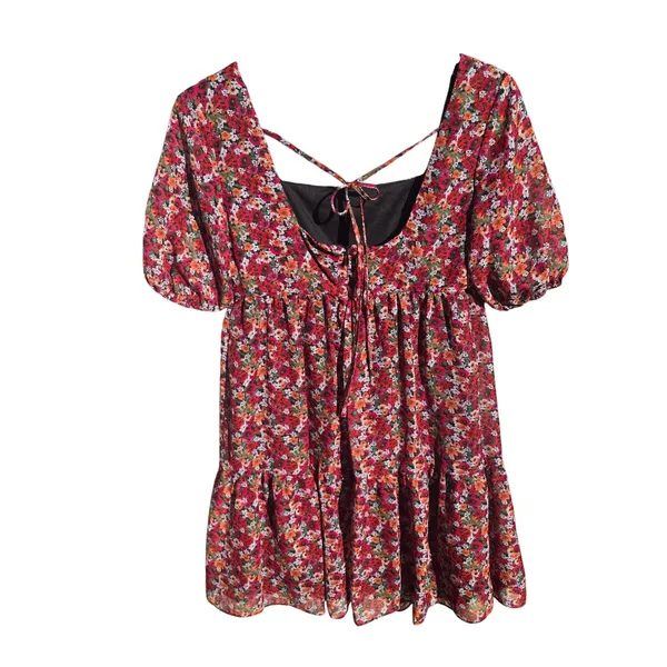 BCBGeneration NWT Floral‎ Babydoll Mini Dress Square Neck Puff Sleeve Size 2 - Image 5