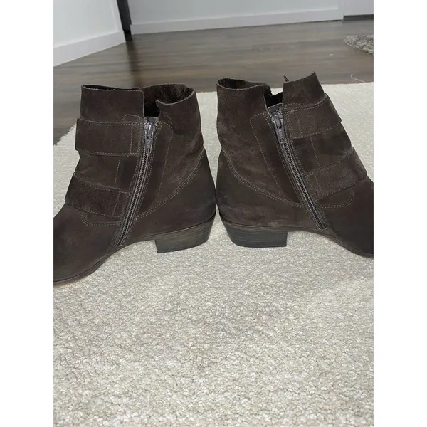 Paul Green Brown Suede Ankle Booties Buckle Zipper Women's US 6 miden 27.5 Cm - Image 5