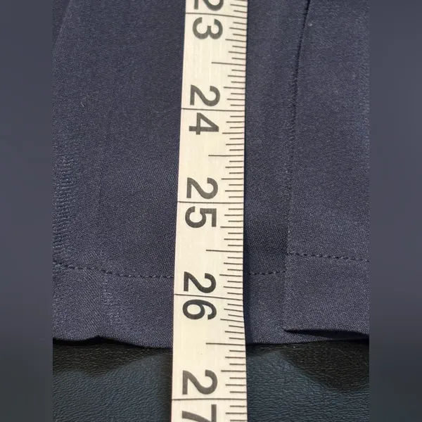 Ann Taylor Mixed Media Pleated Front Dark Blue Top size Medium - Image 10