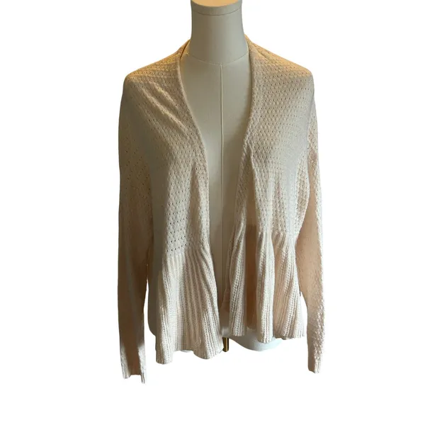 Anthropologie Moth cream open front cotton cardigan sweater Large - Image 2