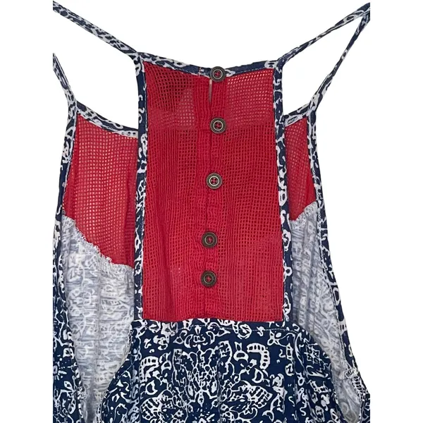 Lucky Brand Boho Tank‎ Top Hollow Cut Crochet Cotton Strappy Button Women Small - Image 6