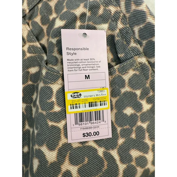 NWT Wild Fable Mid Rise Wide Leg Baggy Jeans Beige Leopard Women's Size Medium - Image 11