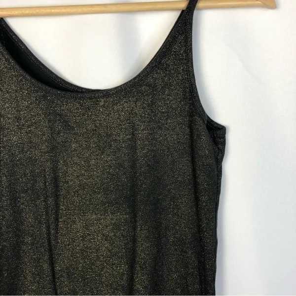 Faded Glory Black & Gold Shimmer Cami Tank Top‎ M - Image 3
