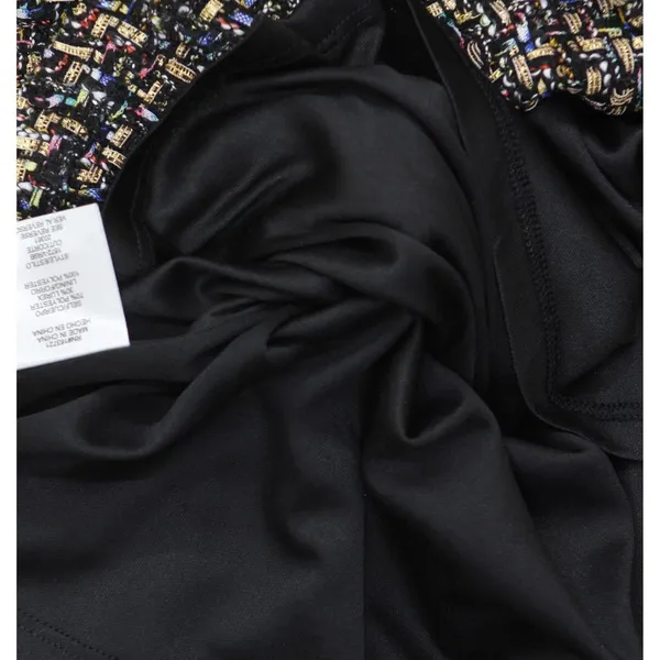 NWT City Studio Boucle Pocket Tweed Sheath Mini Dress Black / Gold Multi 0 - Image 8