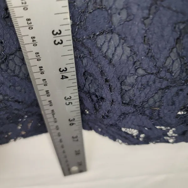 J.Crew Women's Navy Blue Floral Lace High Neck Sleeveless Cocktail Dress Size 10 - Image 6