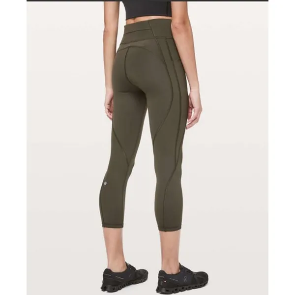 Lululemon Time To‎ Sweat Crop *23" Dark Olive Size 8 - Image 2