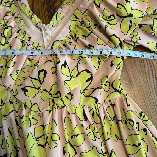 Mulla Tiered Ruffle‎ Dress Yellow Maternity Shoot Baby Shower Balloon Sleeve M - Image 5
