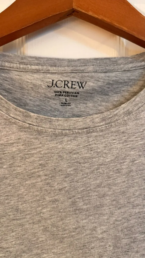 J Crew Grey Cotton Crew Neck Short Sleeve T-Shirt Size Large - Image 3