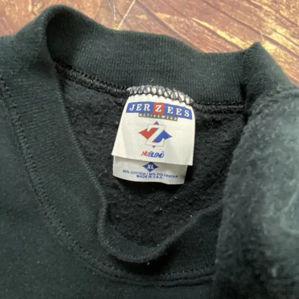 Vtg Snowman Applique Sweatshirt Adult XL Faded Black Jerzees Tag Grandma - Image 4