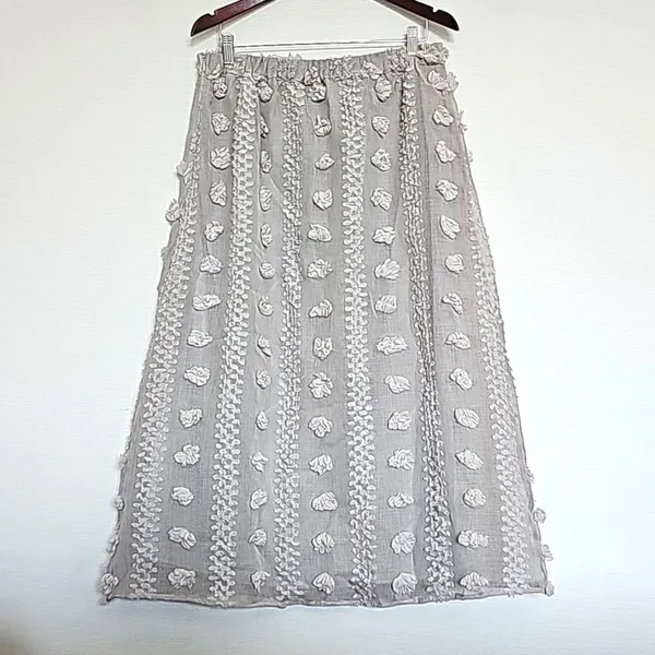 Polagram‎ -1925 Tulle Mesh Skirt Light Grey Midi Length Boho Balletcore Large - Image 3