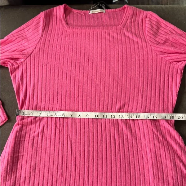 Women’s Fantaslook Pink Square Neck Long Sleeve Babydoll Sweater Dress Size XL - Image 10